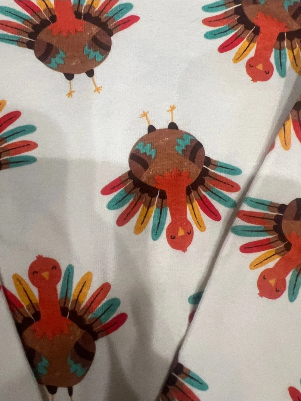 Old Navy Cream Long-Sleeve Kids Pajama Set with Colorful Turkey Print Worn Once!